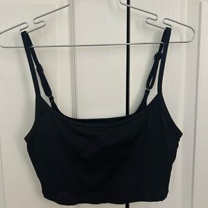 Aerie Black Ribbed Crop Swim Top